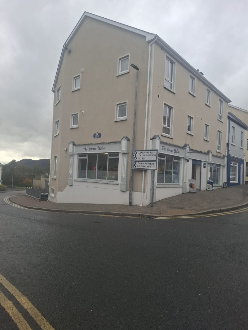 Power washing of walls and roofs of shop fronts, commercial buildings and apartments in Manor Hamilton, Count Leitrim by PJ Cleaning Services, Sligo, Ireland