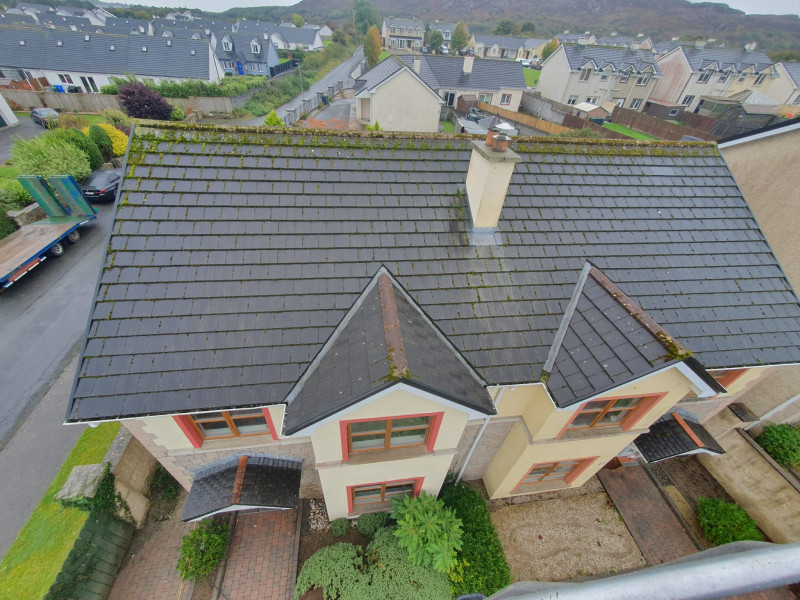 Before Roof cleaning of a modern home in County Sligo by PJ Cleaning Services, Ireland