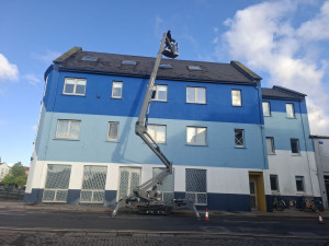 Roof cleaning of the commercial building, The Building Block, Bridge Street, Sligo by PJ Cleaning Services, Ireland