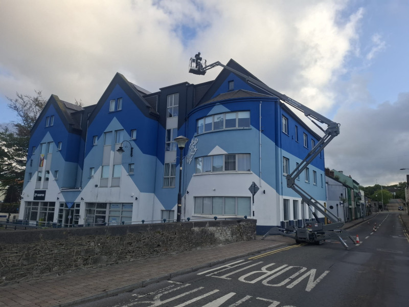 Roof cleaning of the commercial building, The Building Block, Bridge Street, Sligo by PJ Cleaning Services, Ireland